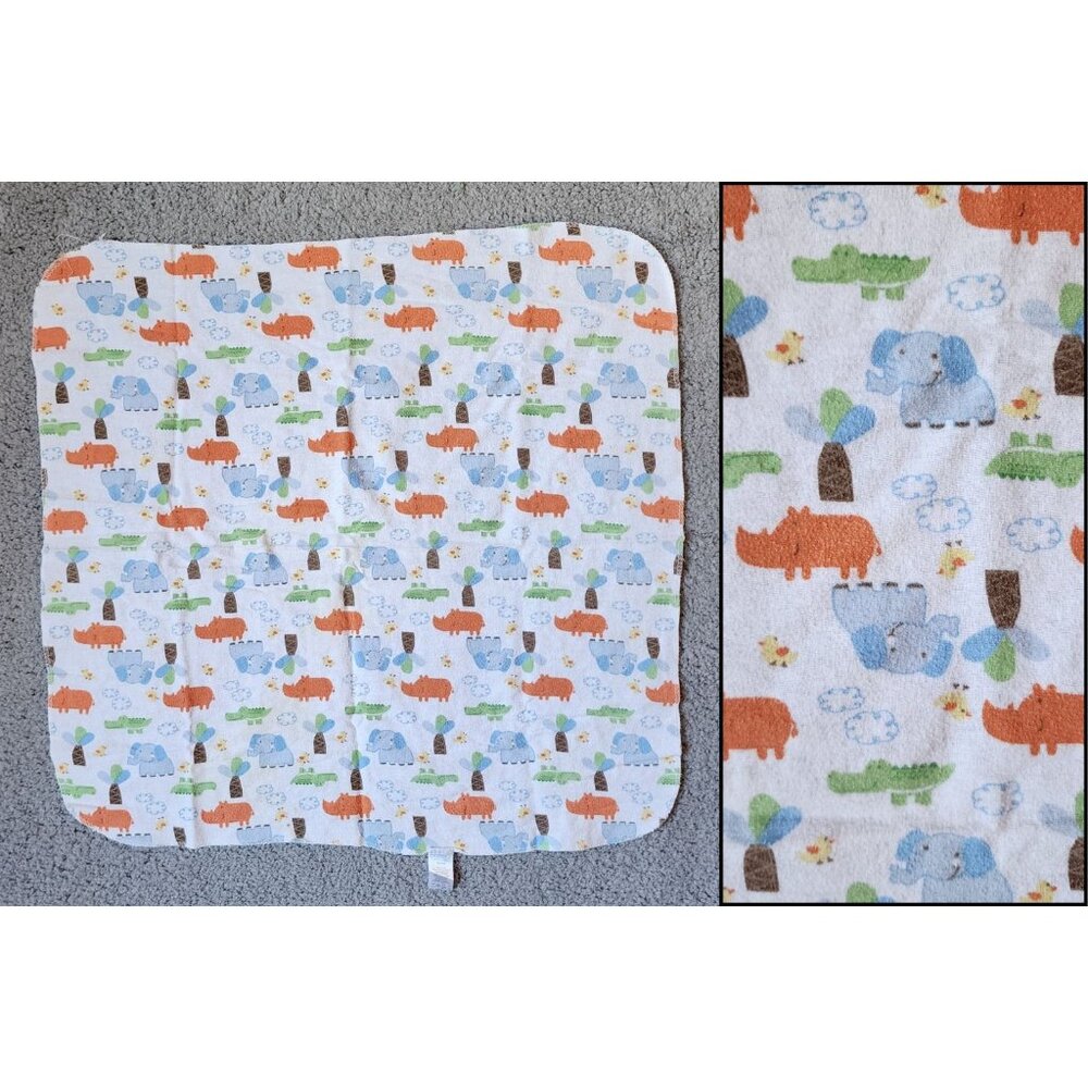 Carters Watch the Wear Cotton Flannel Baby Receiving Blanket Zoo Animals 26"x24"